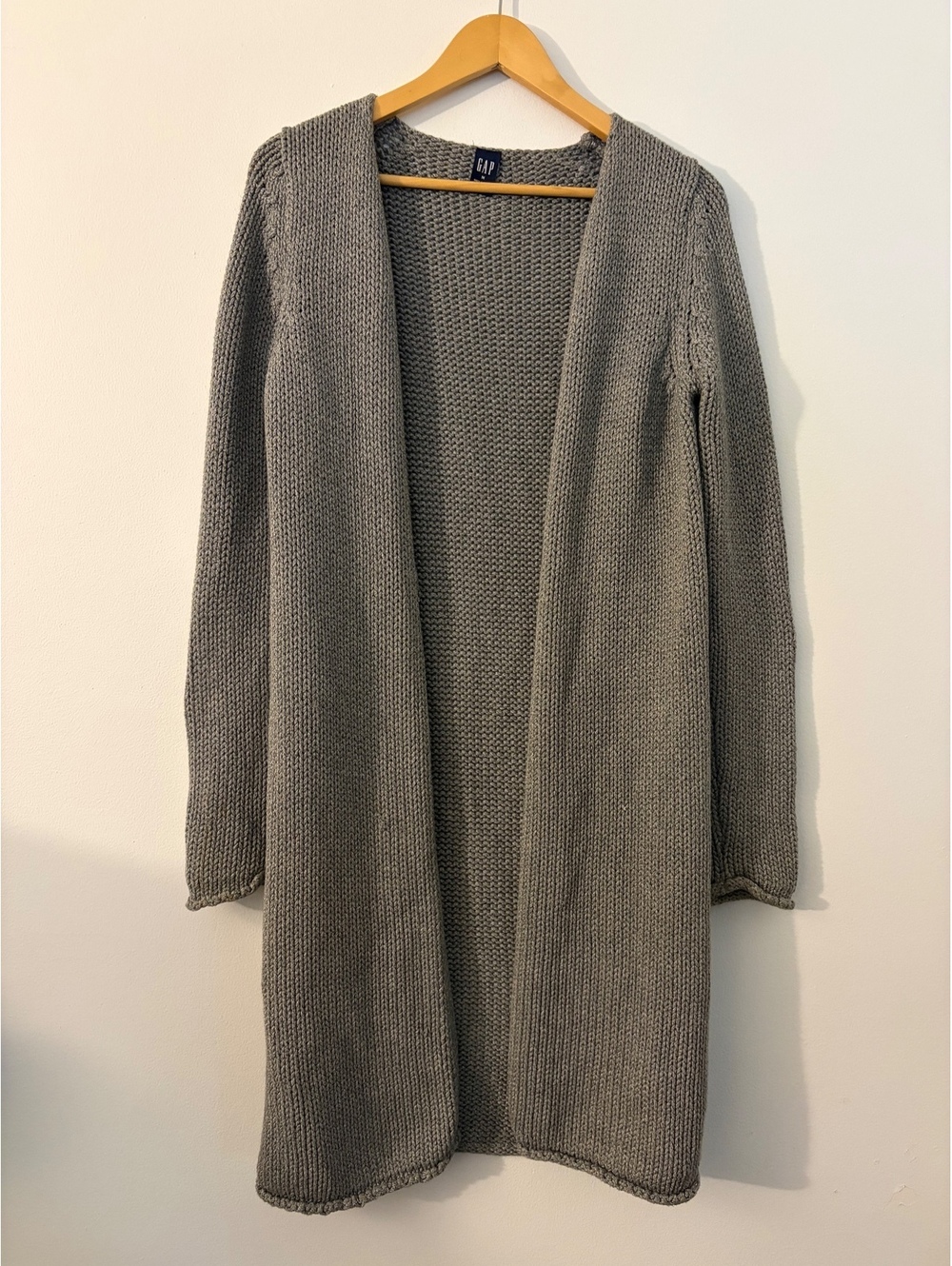 GAP Open Front Long Cardigan Sweater Gray